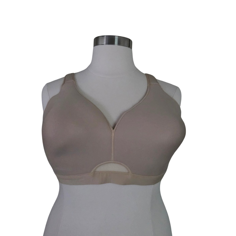 Cacique Lightly Lined No Wire Bra Tan Beige 46D Adjustable Straps 11382
